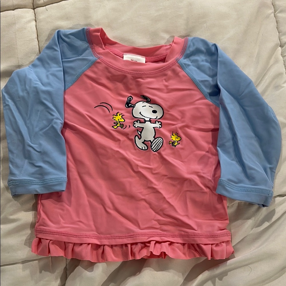 Hanna Andersson Pink and Blue Snoopy Long sleeve rashguard